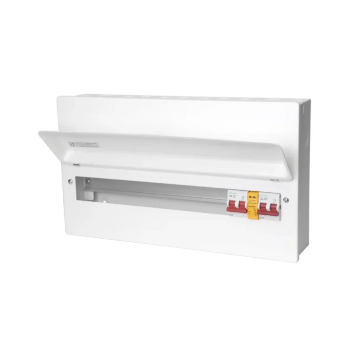 17 Ways Metal Consumer Unit Dual Tariff Supplied with SPD, 2 x 100A Main Switch