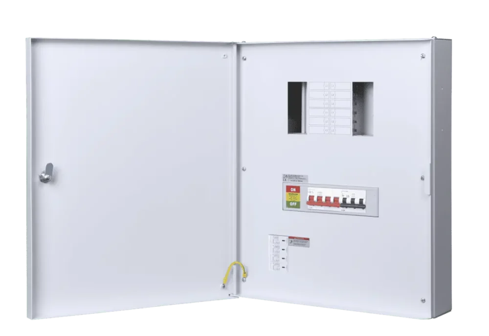 3 Phase Empty Distribution Boards With T2 SPD AND 4P 125A Main Switch Disconnector